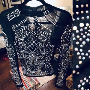 Gorgeous Rhinestone Black Top